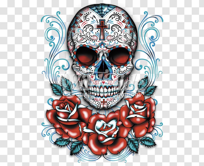 Calavera Day Of The Dead T-shirt Skull Clothing - Tshirt - Sugar Skulls Transparent PNG