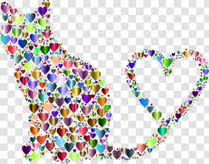 Cat Kitten Tail Clip Art - Body Jewelry - Heart Silhouette Transparent PNG