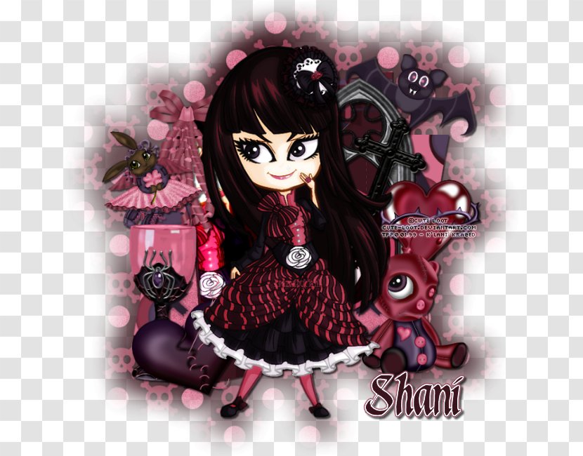 Black Hair Cartoon Doll Pink M - Magenta Transparent PNG