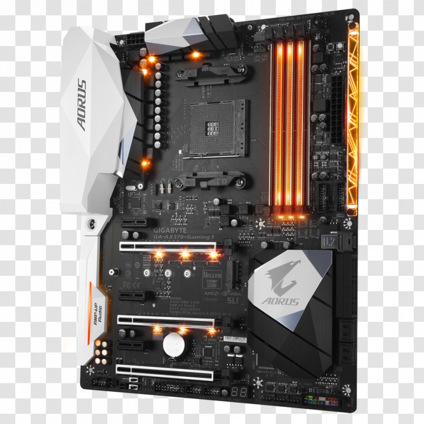 Socket AM4 Gigabyte Technology Motherboard GA-AX370-Gaming 5 Ryzen - Electronics Transparent PNG