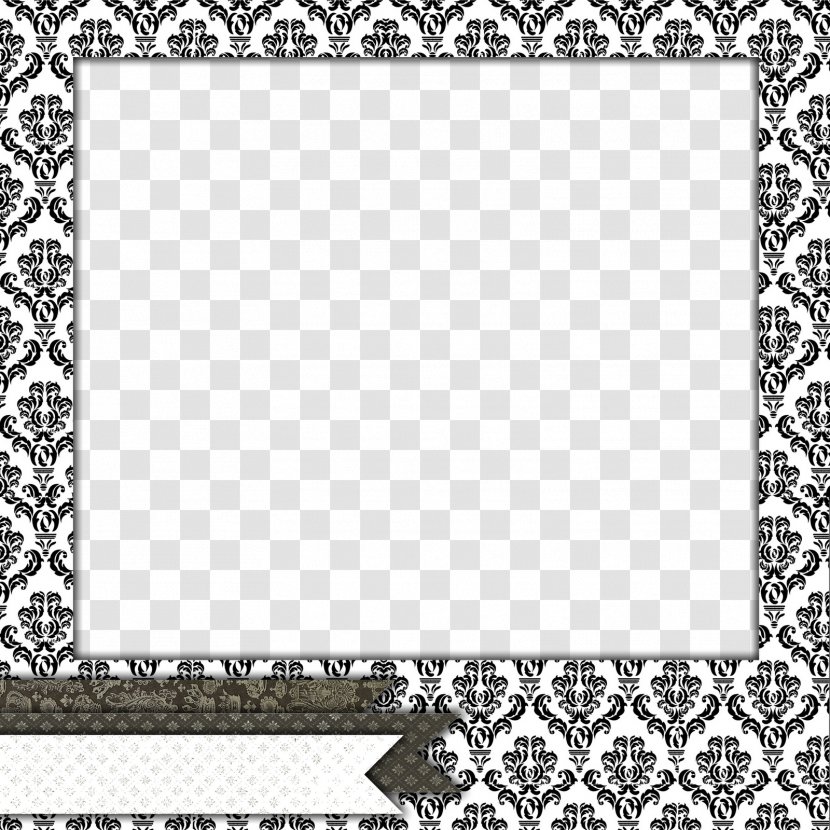 Wedding Invitation Damask Sticker Clip Art - Black And White - Background Transparent PNG