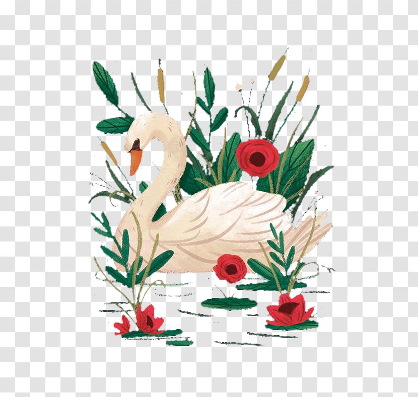 Cygnini Floral Design Cartoon - Cut Flowers - Swan Transparent PNG