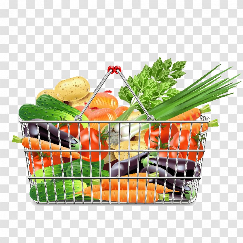 Basket Vegetable Supermarket Illustration - Diet Food - Fruits And Vegetables Transparent PNG
