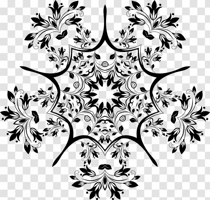 Flower Black And White Floral Design Pattern - Petal Transparent PNG