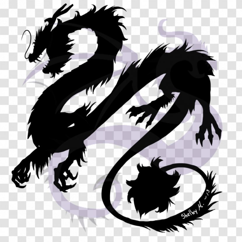 China Chinese Dragon Silhouette Art - Black And White - Oriental Transparent PNG