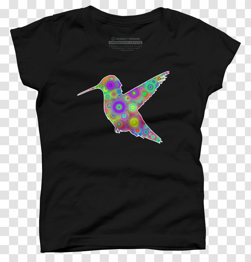 T-shirt Sleeve Pink M Neck Font - Hand Painted Hummingbird Transparent PNG