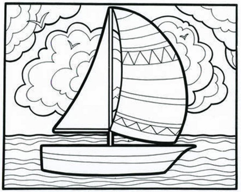Coloring Book Doodle Page - Area - Sailboat Pictures For Kids Transparent PNG
