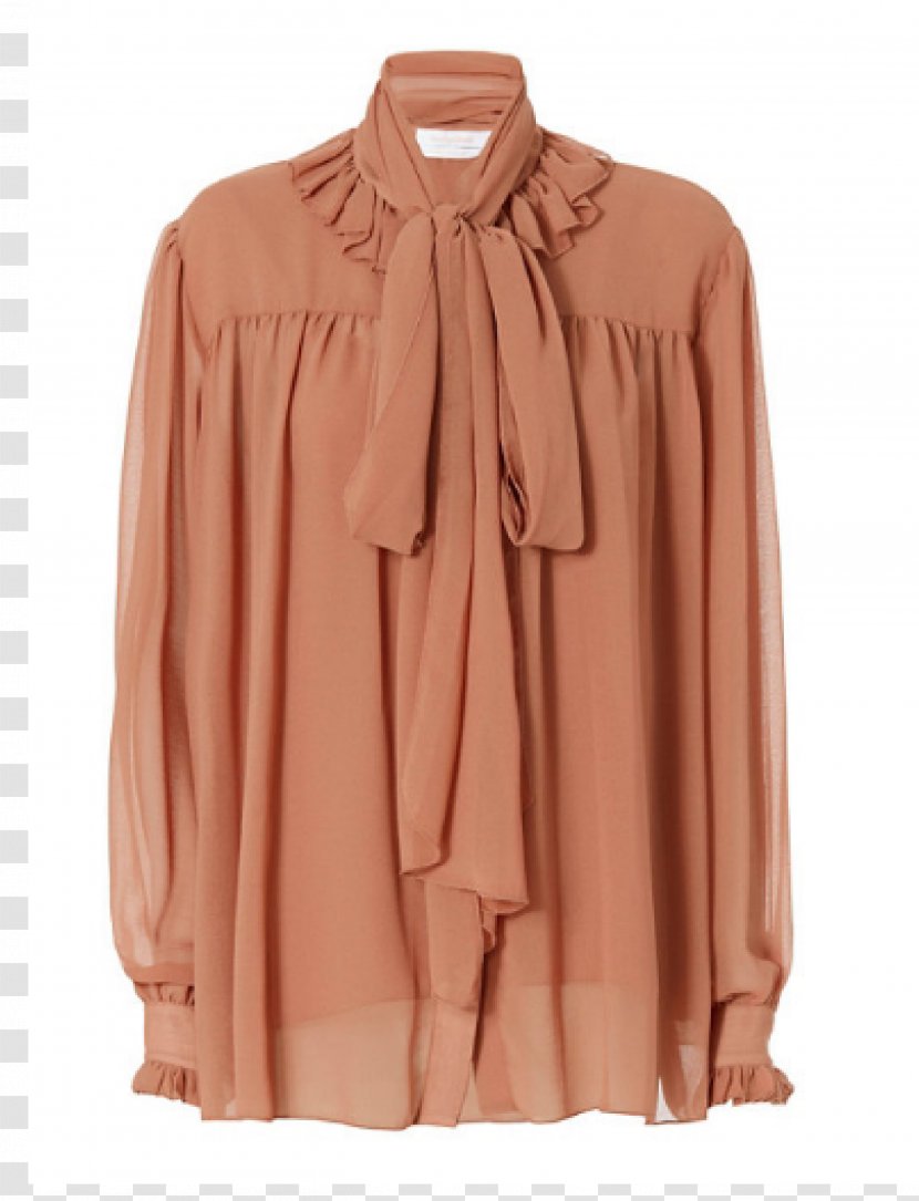 Blouse Sleeve Neck Peach - Shirt - Pleated Transparent PNG