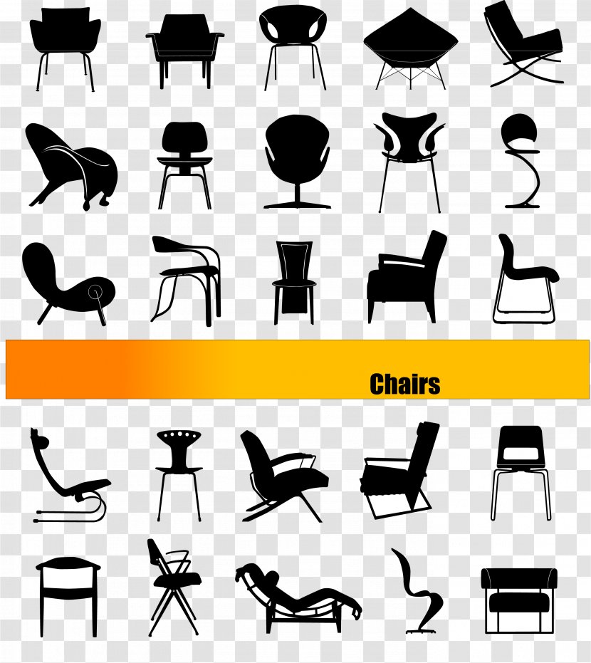 Chair Couch Seat Illustration - Black And White - Silhouette Vector Material, Transparent PNG