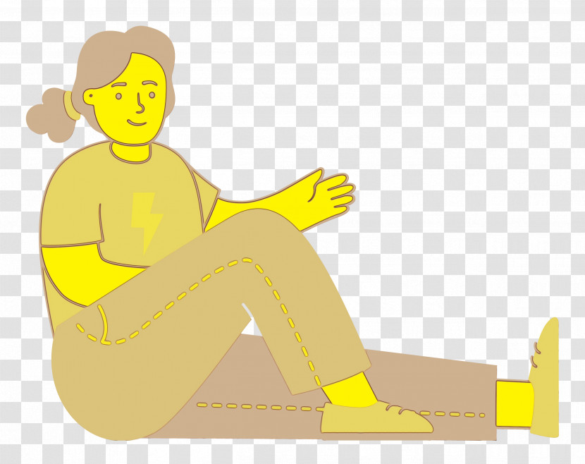 Joint Yellow Cartoon Sitting Font Transparent PNG