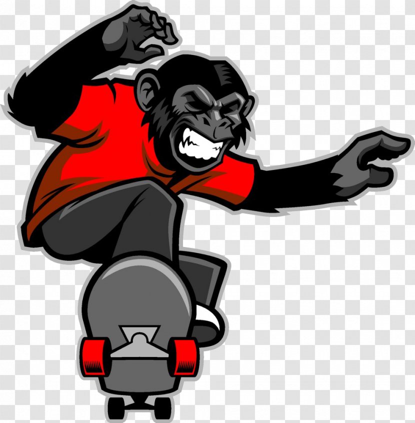 Skateboarding Cartoon - Vertebrate - Monkey Transparent PNG