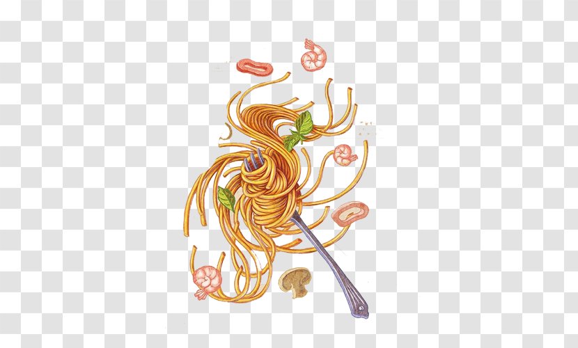Pasta European Cuisine Noodle Food - Fork Noodles Hand Painting Material Picture Transparent PNG
