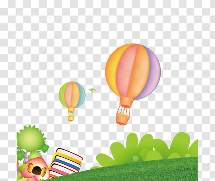 Hot Air Balloon Drawing Illustration - Hand Painted Flattened Material Transparent PNG