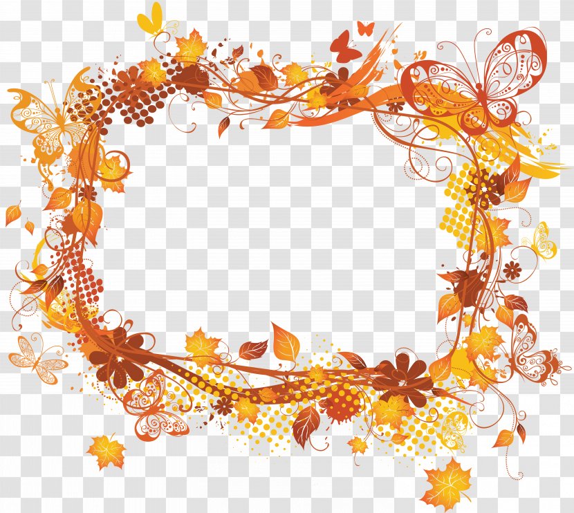 Picture Frames Autumn Clip Art - Orange - Vector Border Transparent PNG
