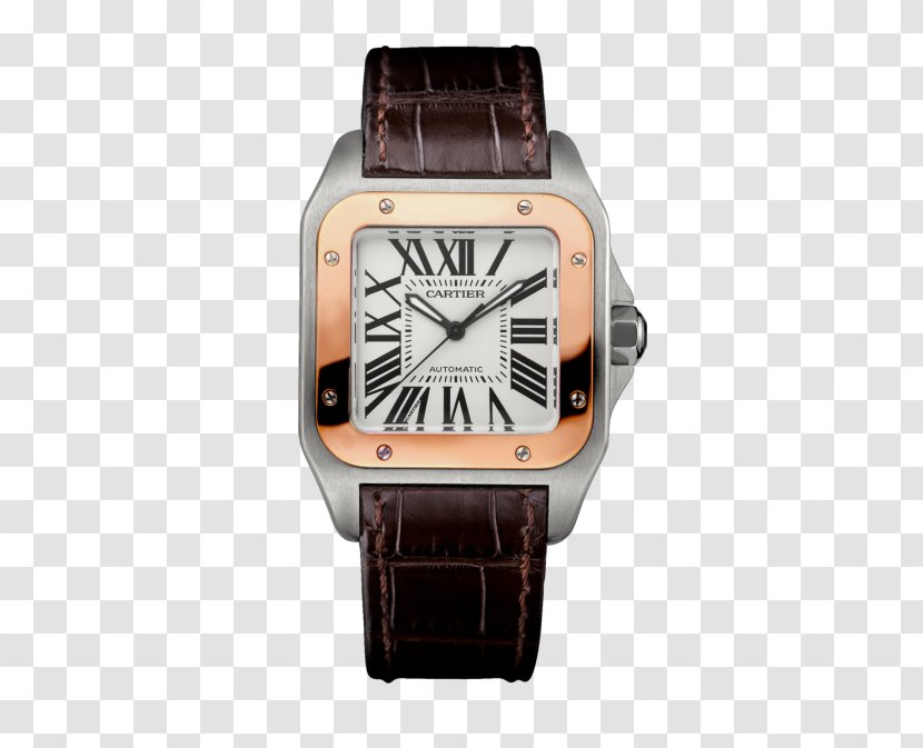 Cartier Tank Watch Strap Leather - Watches Women Gold Coffee Color Table Transparent PNG