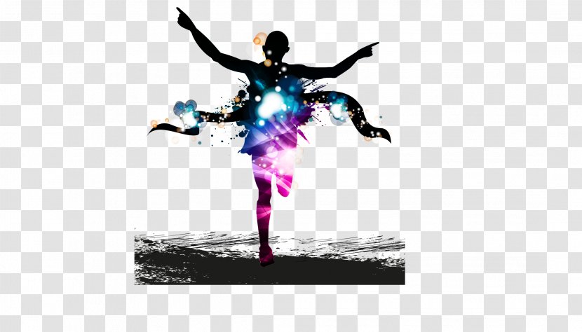 Sport Download - Silhouette - Vector Colorful Hand-painted Dancers Transparent PNG