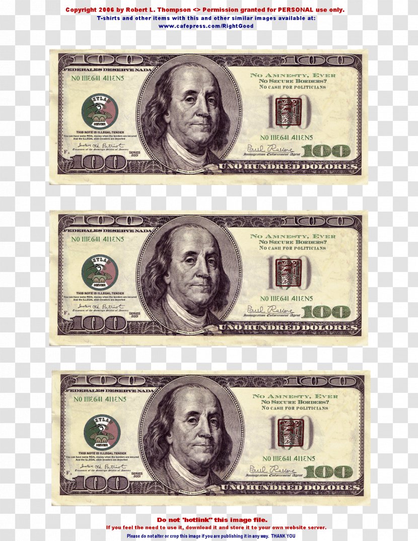 United States One Hundred-dollar Bill Dollar One-dollar Banknote Transparent PNG