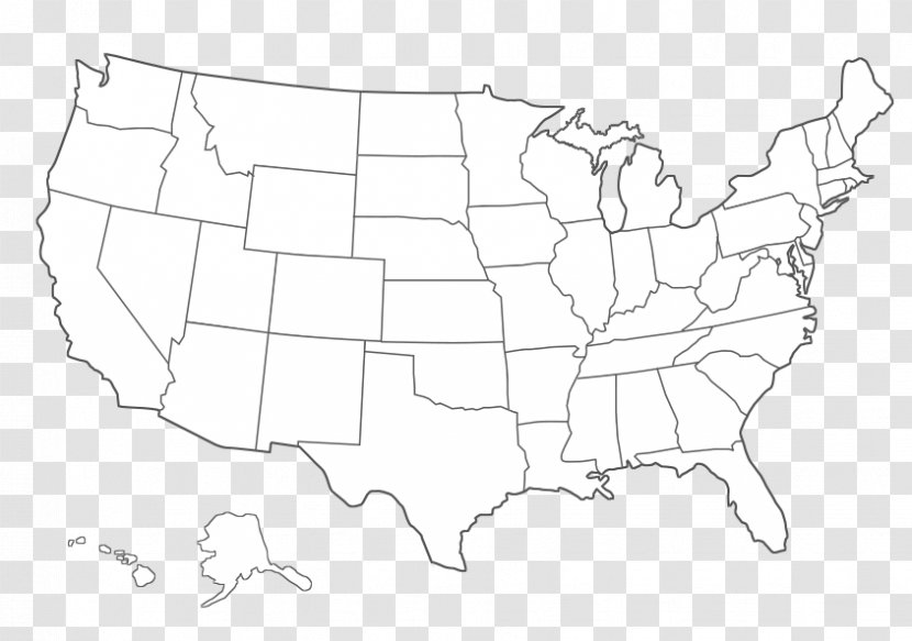 United States Blank Map Black And White Clip Art - Firstclass Warwick Transparent PNG