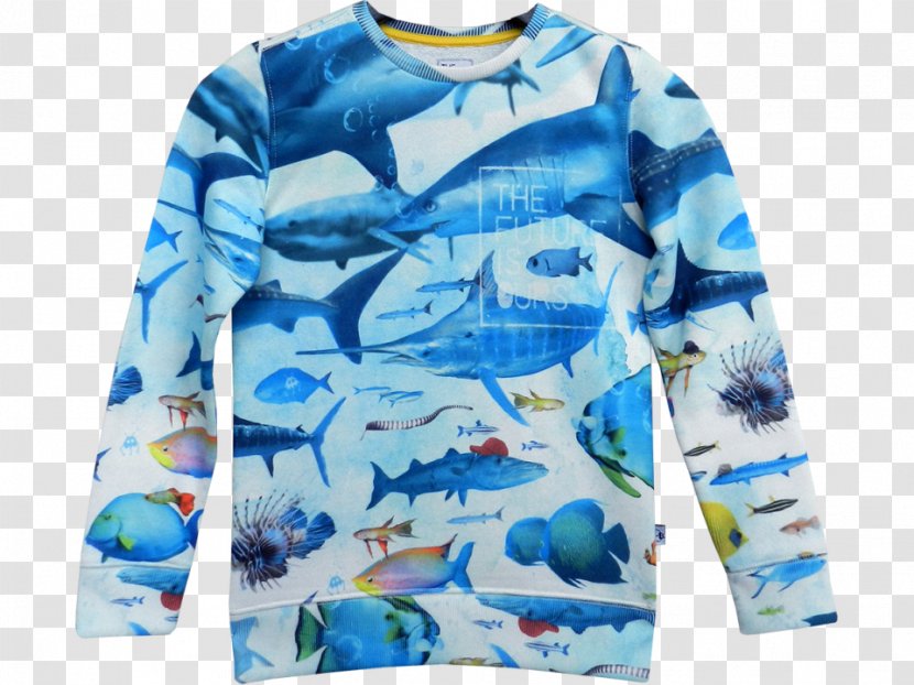 Long-sleeved T-shirt Sweater Outerwear - Electric Blue Transparent PNG