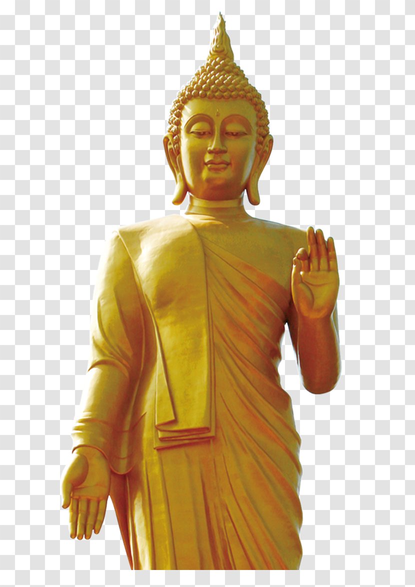 Thailand Gautama Buddha Statue Standing - Classical Sculpture - Yellow Transparent PNG