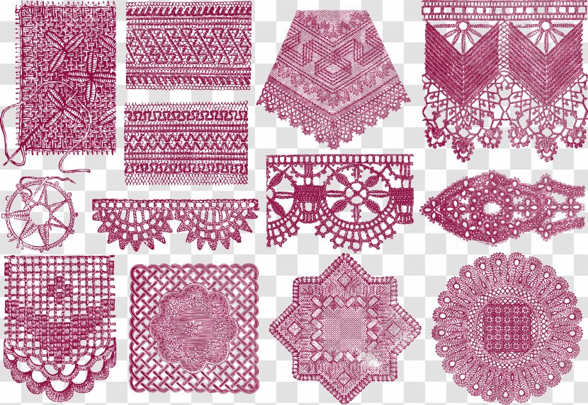 Lace Textile - Magenta - Vintage Chinese Pattern Transparent PNG