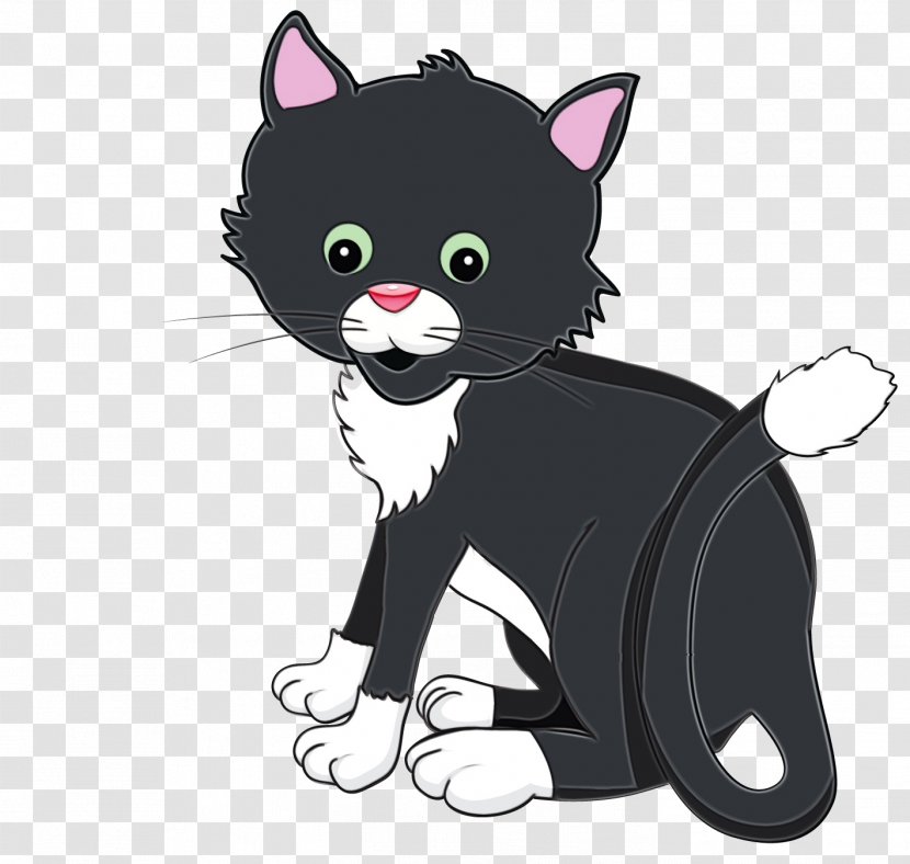 Cat Cartoon Small To Medium-sized Cats Whiskers Black - Kitten - Animated Tail Transparent PNG