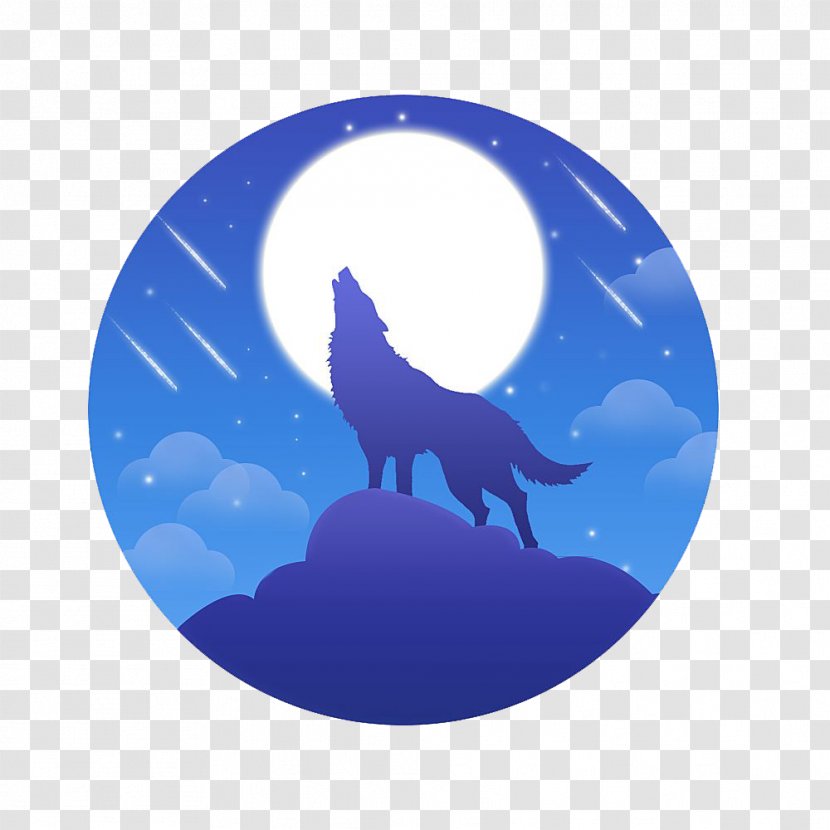 Gray Wolf Blue Icon - Crescent - Round Pattern Transparent PNG