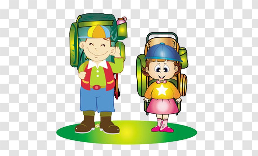 Backpack Download Computer File - Cartoon - Hand-painted Boys And Girls Backpacking Material Transparent PNG
