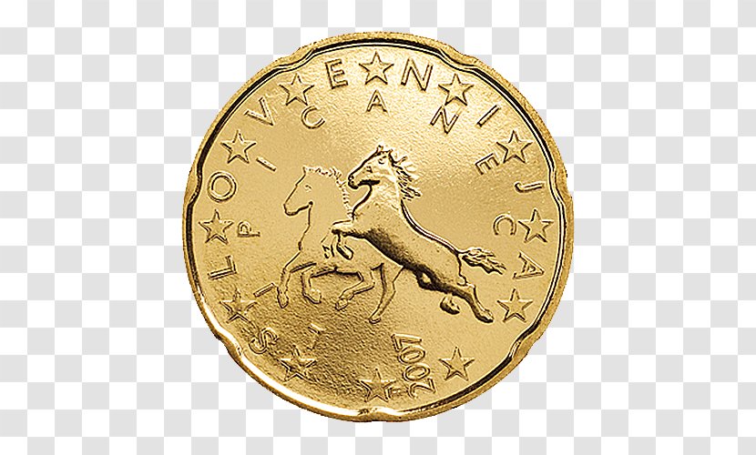 Slovenian Euro Coins Lipizzan 20 Cent Coin - Gold Transparent PNG