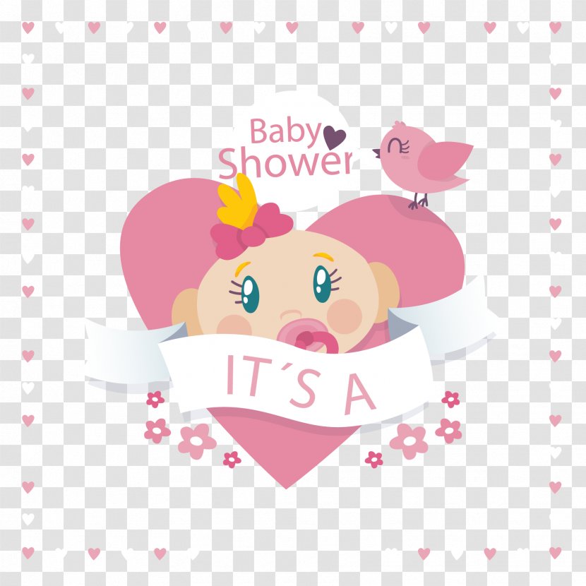 Baby Shower Infant Illustration - Flower - Welcome Party Invitation Card Vector Transparent PNG
