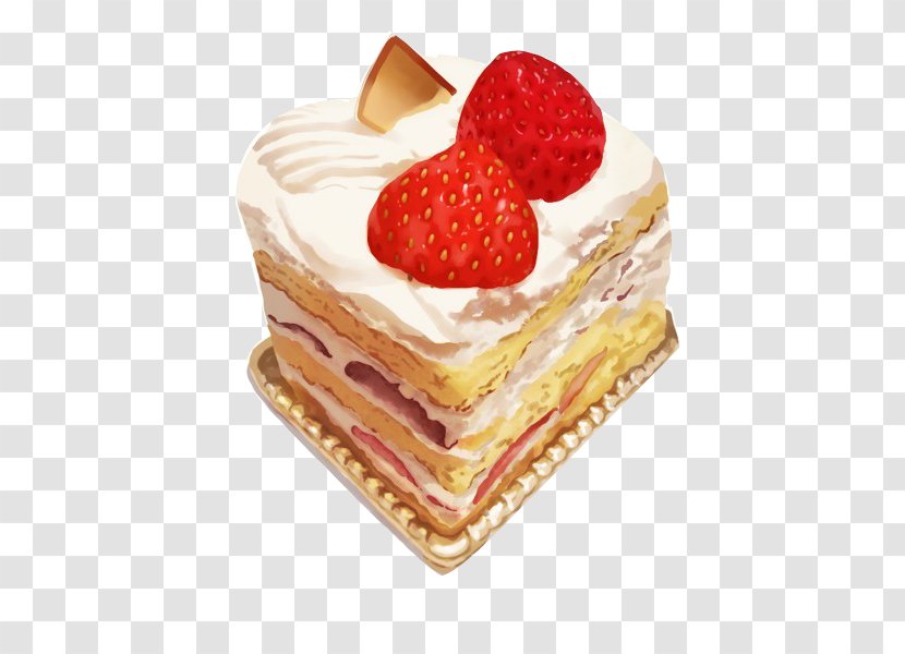 Cake Tart Dessert Food Illustration - Toppings - Strawberry Cream Transparent PNG