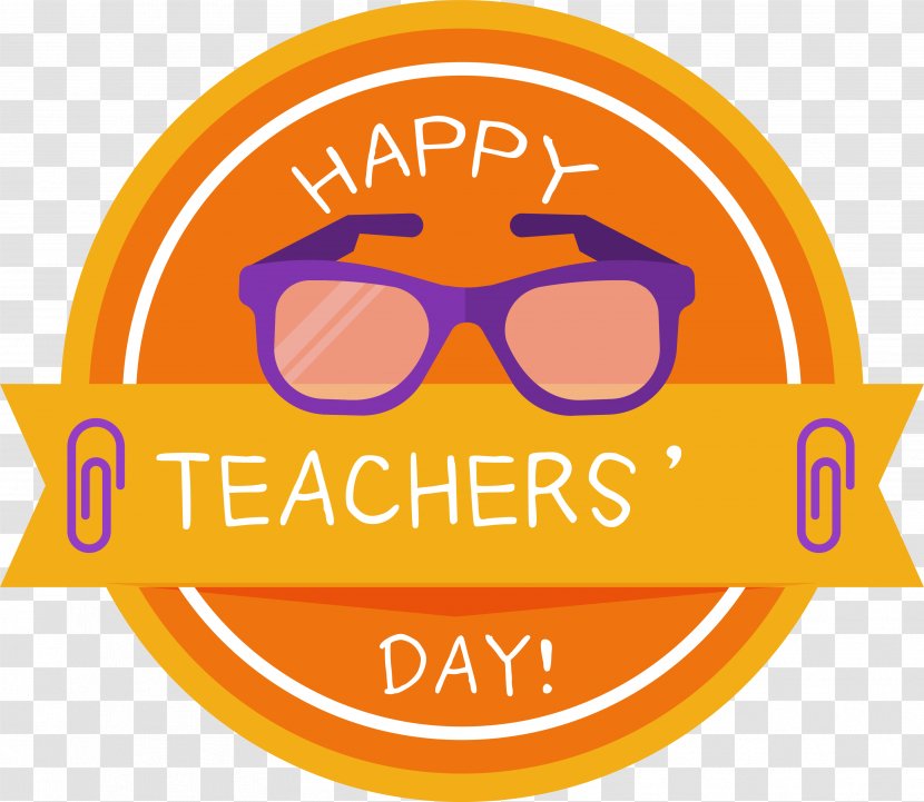 Glasses Sticker Teachers Day Clip Art - Sunglasses - Orange Teacher's Label Transparent PNG