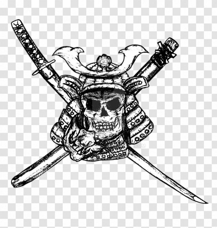 Sword Jolly Roger T-shirt Black And White - Crew Neck Transparent PNG