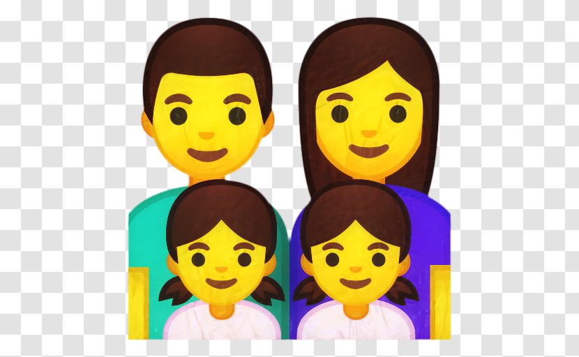 Happy Family Cartoon - Yellow - Black Hair Gesture Transparent PNG