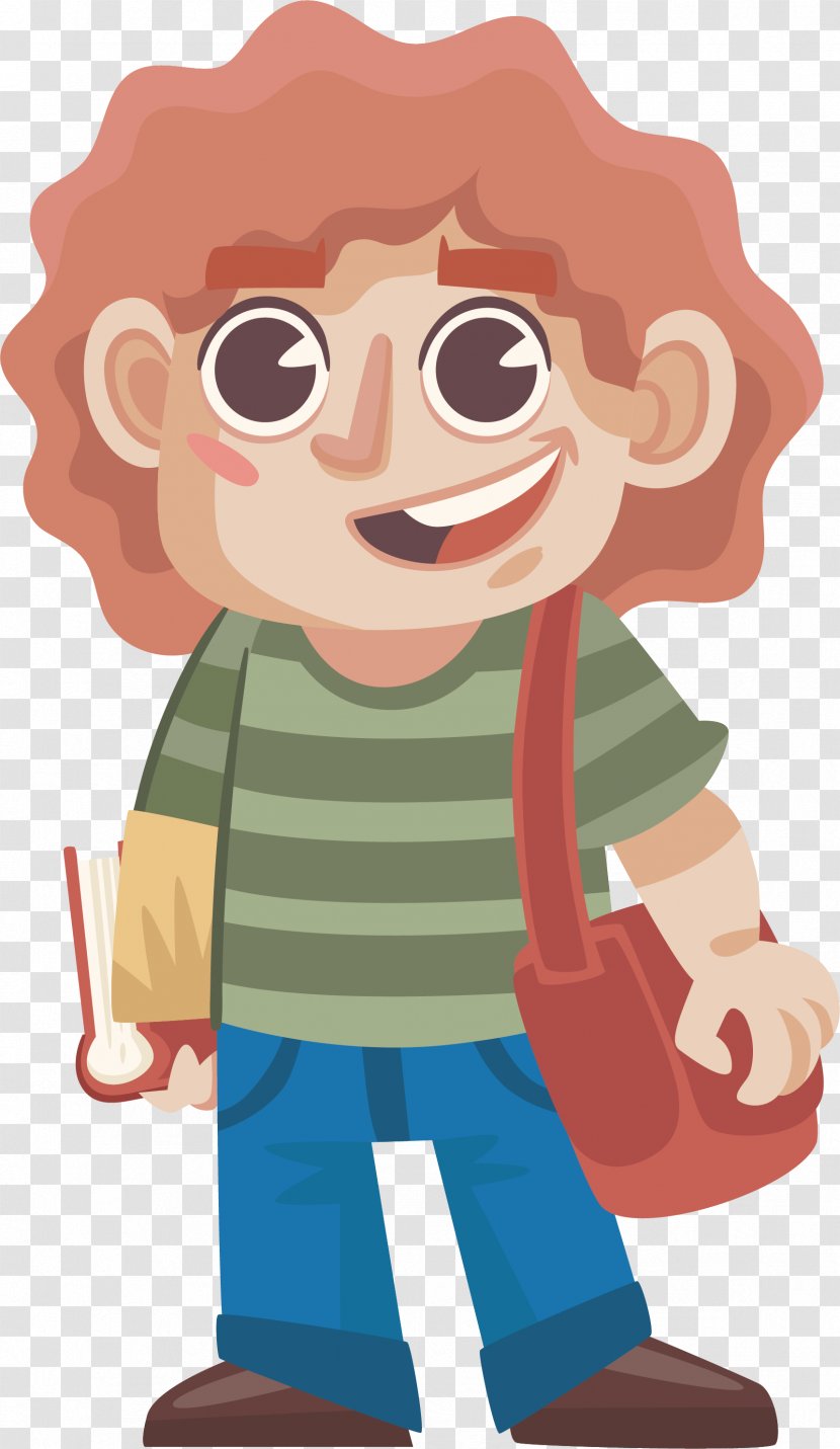Cartoon Illustration - Watercolor - Curly Boy Transparent PNG