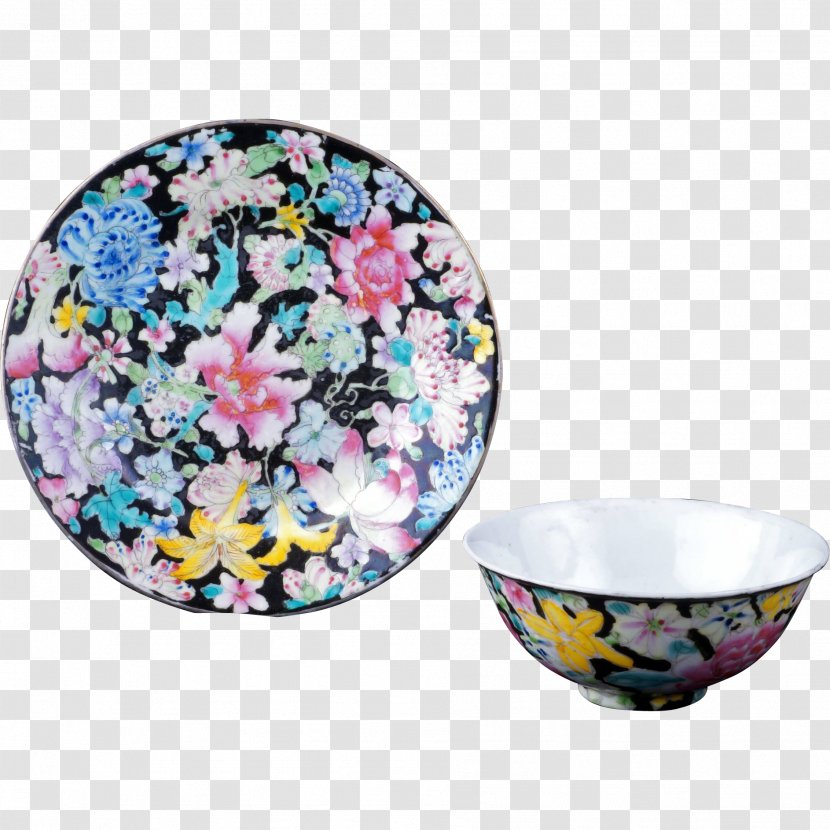 Porcelain Tableware Bowl Plate Ceramic - Floral Design Transparent PNG