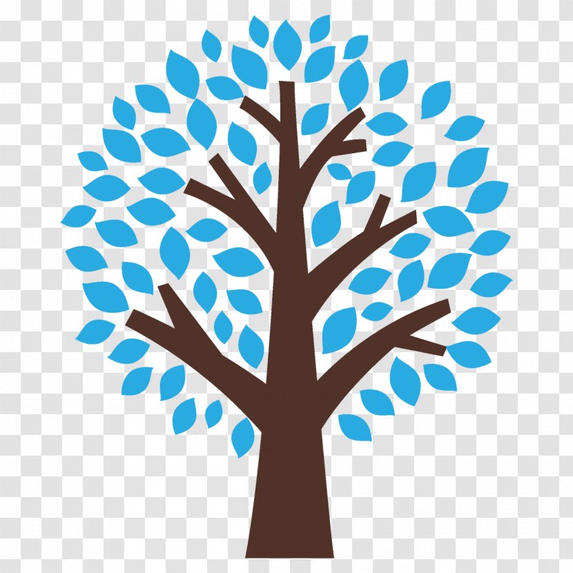 Tree Leaf Turquoise Line Branch - Woody Plant - Electric Blue Transparent PNG