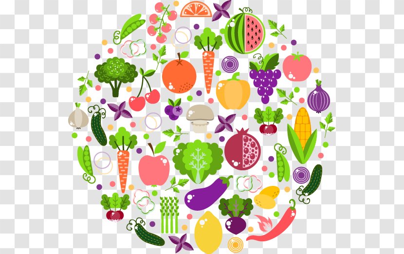 Vegetarian Cuisine Vegetable Breakfast Nutrition Food - Point - Fresh Vegetables Cartoon Ring Transparent PNG