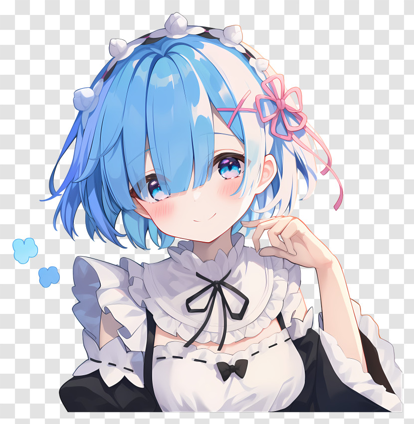 Chibi Rem - Anime Character With Blue Hair And Maid Outfit Transparent PNG