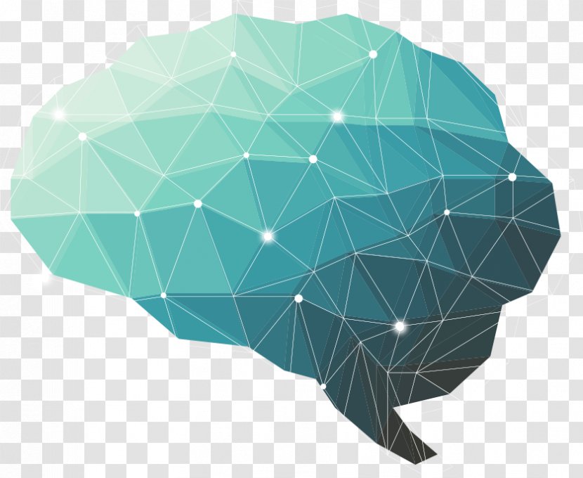 Human Brain Polygon Neuroscience Technology - Aqua Transparent PNG