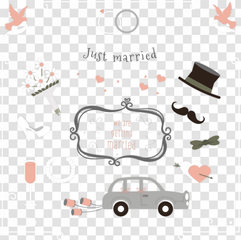 Wedding Invitation Marriage - Just Married - Cartoon Card Transparent PNG