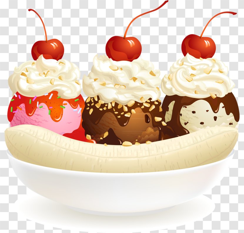 Banana Split Ice Cream Sundae - Dish - Make Food Transparent PNG