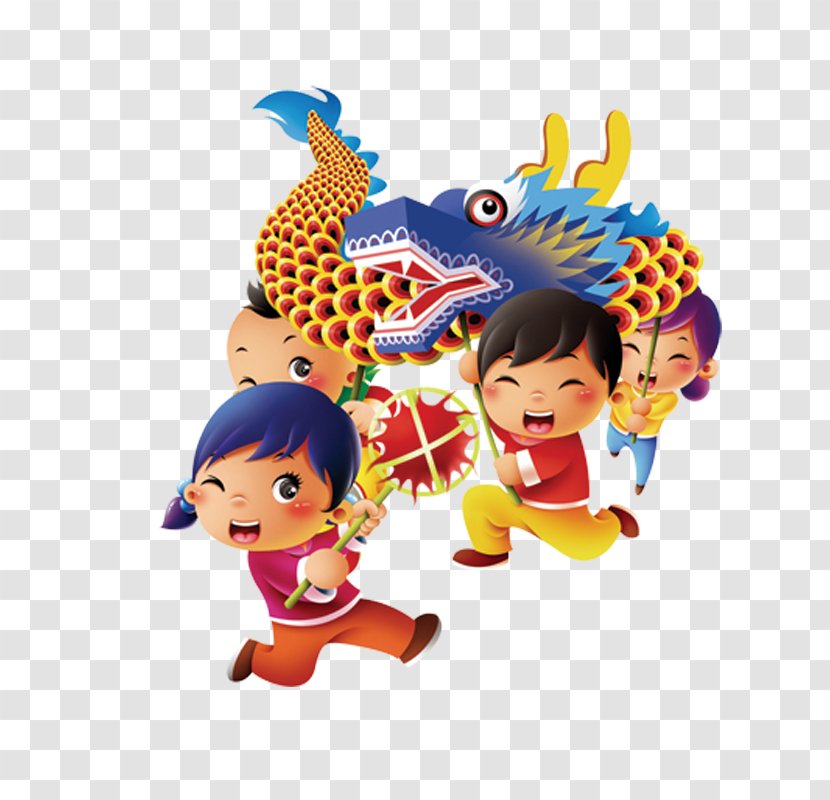 Dragon Dance Lion Chinese New Year - Papercutting - Cartoon Characters Vector Material Creative Transparent PNG