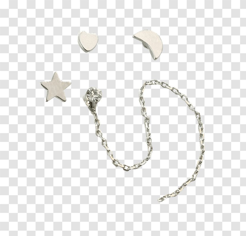 Earring Silver Chain Jewellery Rhinestone Transparent PNG