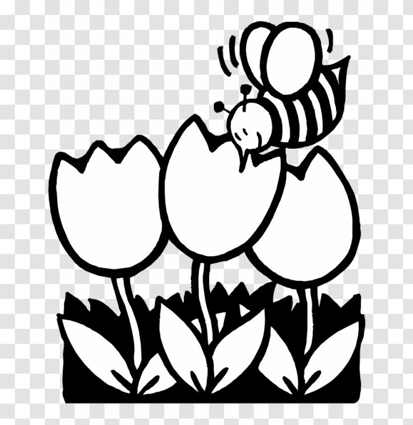 Black And White Coloring Book Spring Clip Art - Leaf - Cartoon Bee Page Transparent PNG