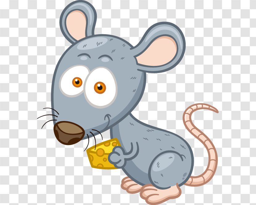 Cartoon - Cuteness - Painted Gray Mouse Cheese Pattern Transparent PNG