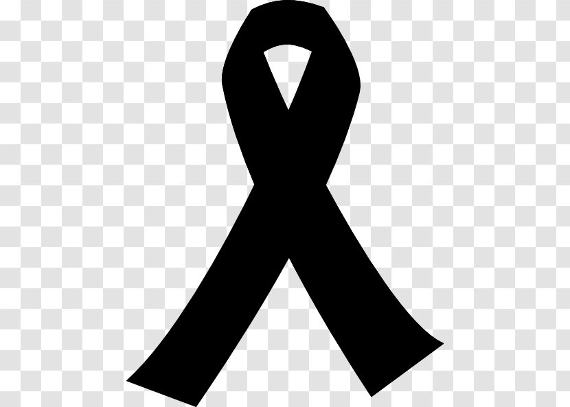 Black Ribbon Awareness Clip Art - Neck - Royalty Transparent PNG