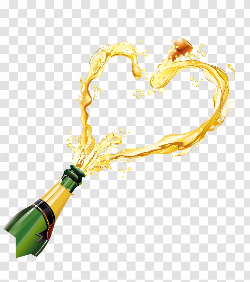 Champagne Bottle Stock Photography Download - Vector Heart-shaped Transparent PNG