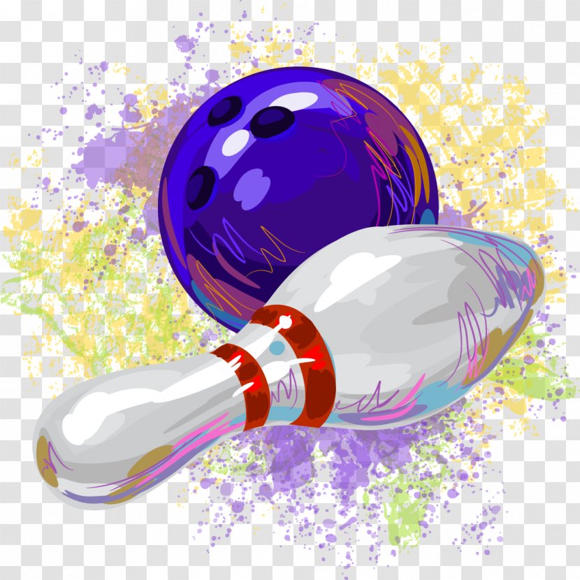 Ten-pin Bowling Pin Watercolor Painting - Sport - Decorative Transparent PNG