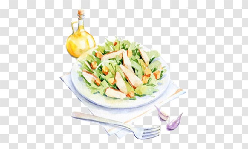 Breakfast Watercolor Painting Food Behance Illustration - Garnish - Vegetable Salad Transparent PNG